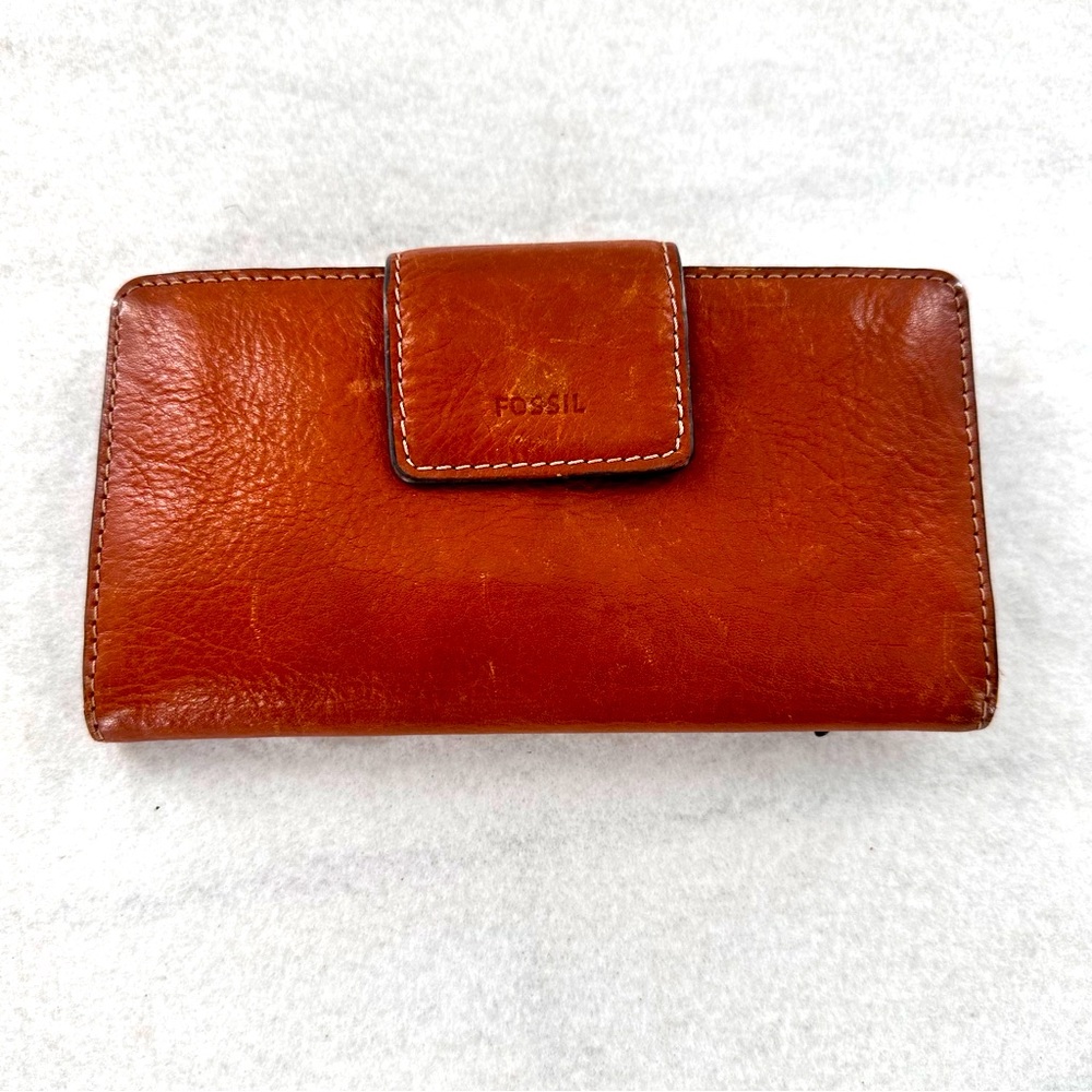 Fossil Leather Wallet Brown Womens Long Live Vintage